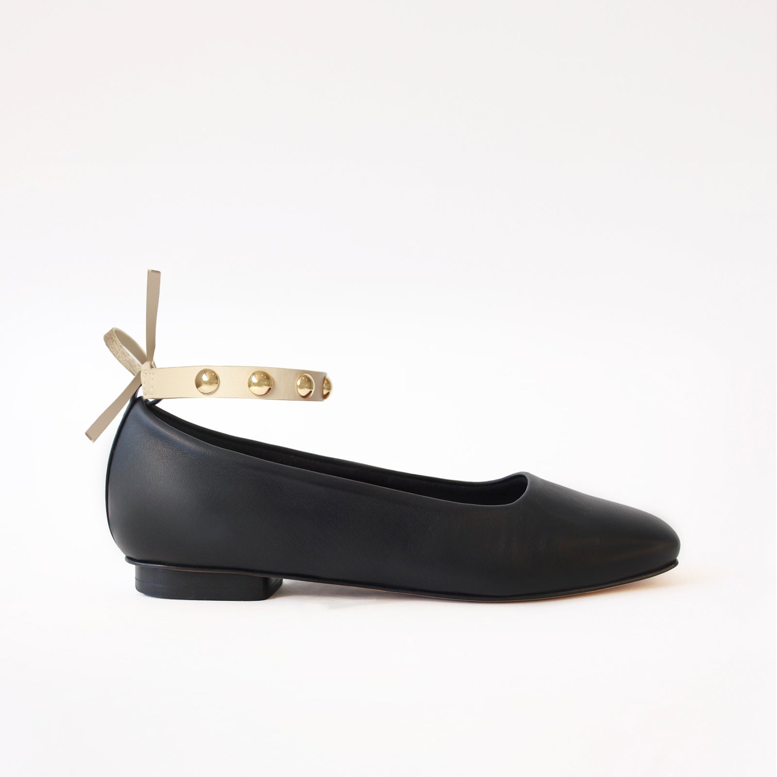 Black- Golden Studs Cream Ankle