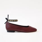 Burgundy - Golden Studs Black ankle