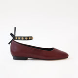 Burgundy - Golden Studs Black ankle