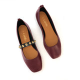 Burgundy Ballet Swap Golden Studs Black