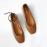 Caramel Ballet Swap Golden Studs Black Ankle