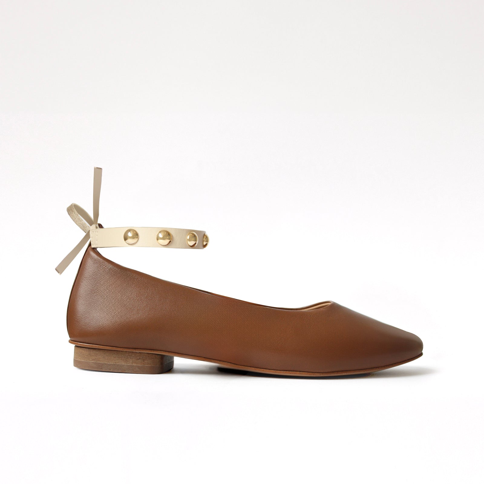 Caramel - Golden Studs Cream Ankle