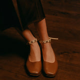 Caramel Ballet Swap Golden Studs Cream Ankle