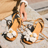 Camel Heeled Swap Sandal Margarita Flower