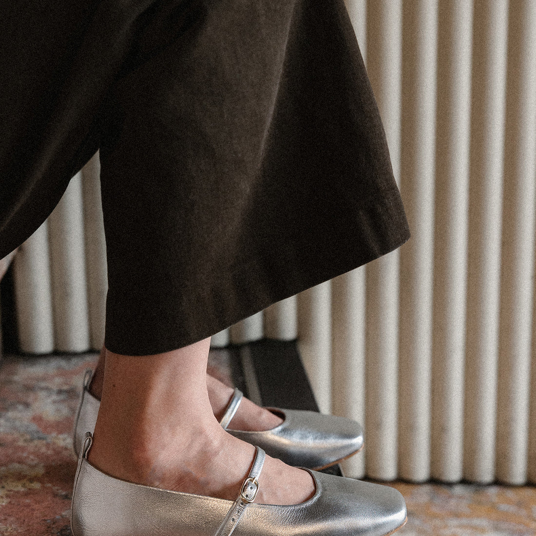 Silver Ballet Flats