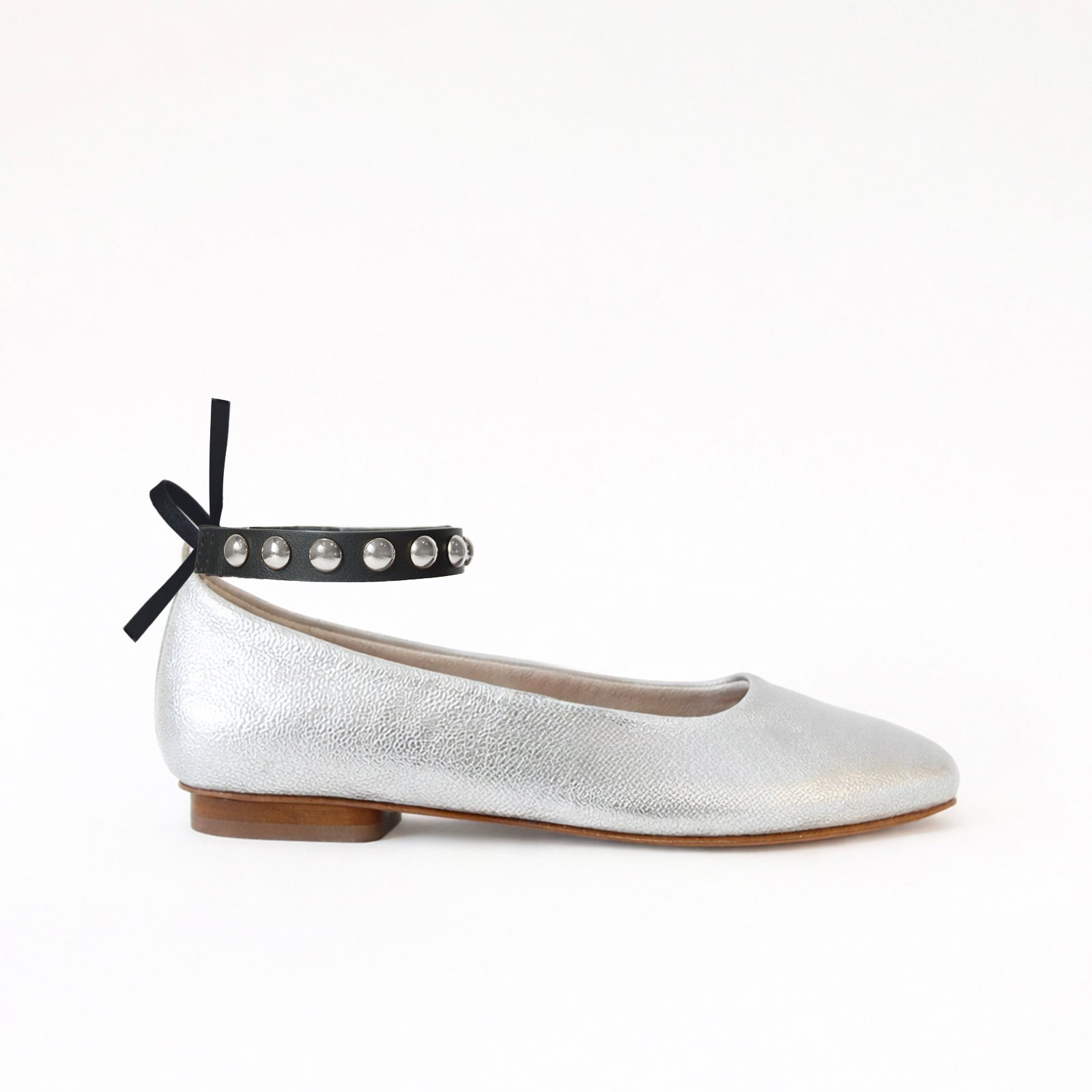 Silver - Silver Studs Black Ankle