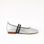 Silver - Black Leather Double Straps