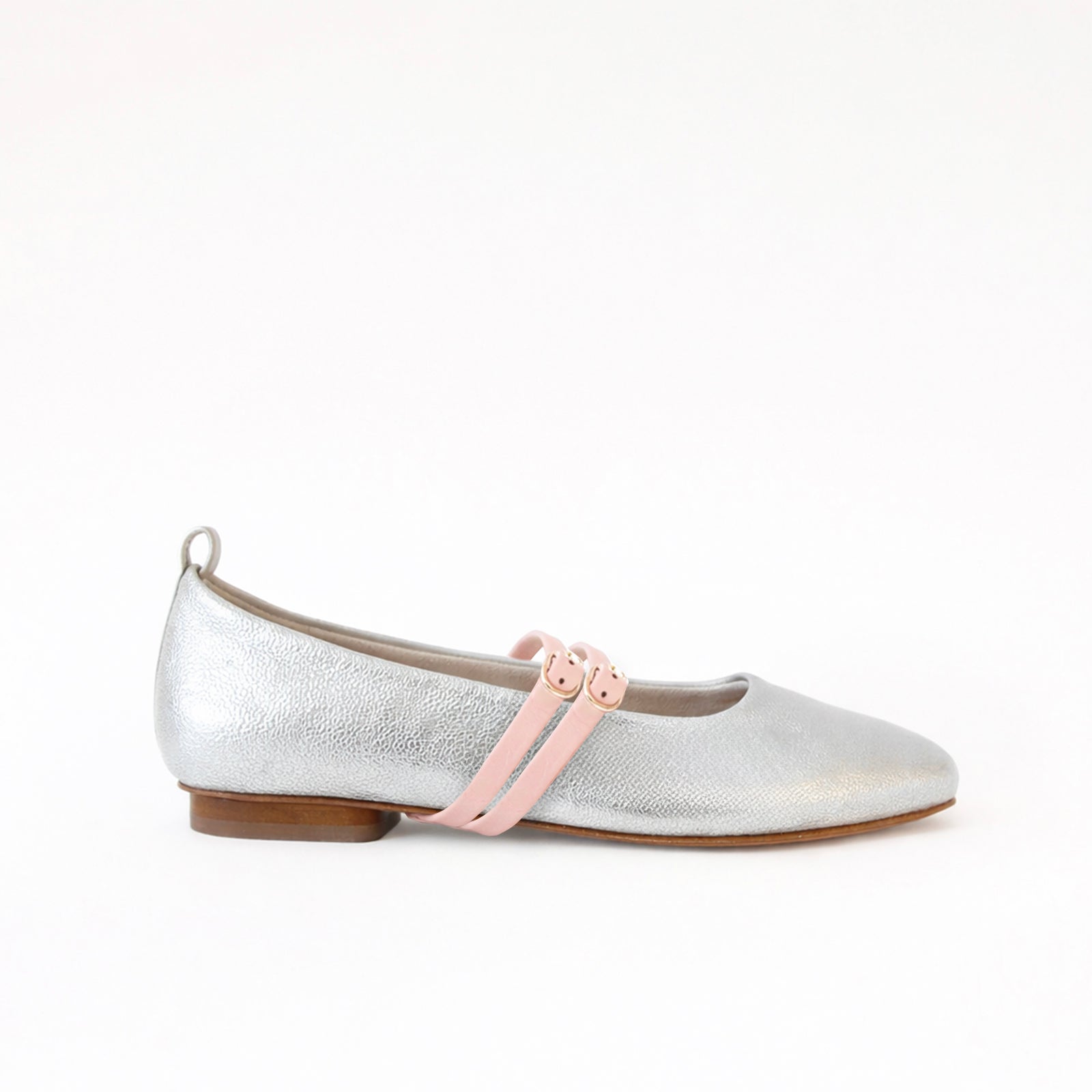 Silver - Rose Leather Double Straps