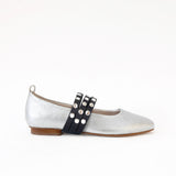 Silver - Black Triple Studs Straps