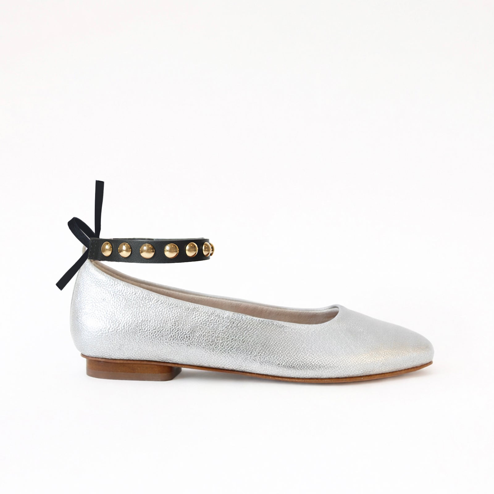 Silver - Golden Studs Black Ankle