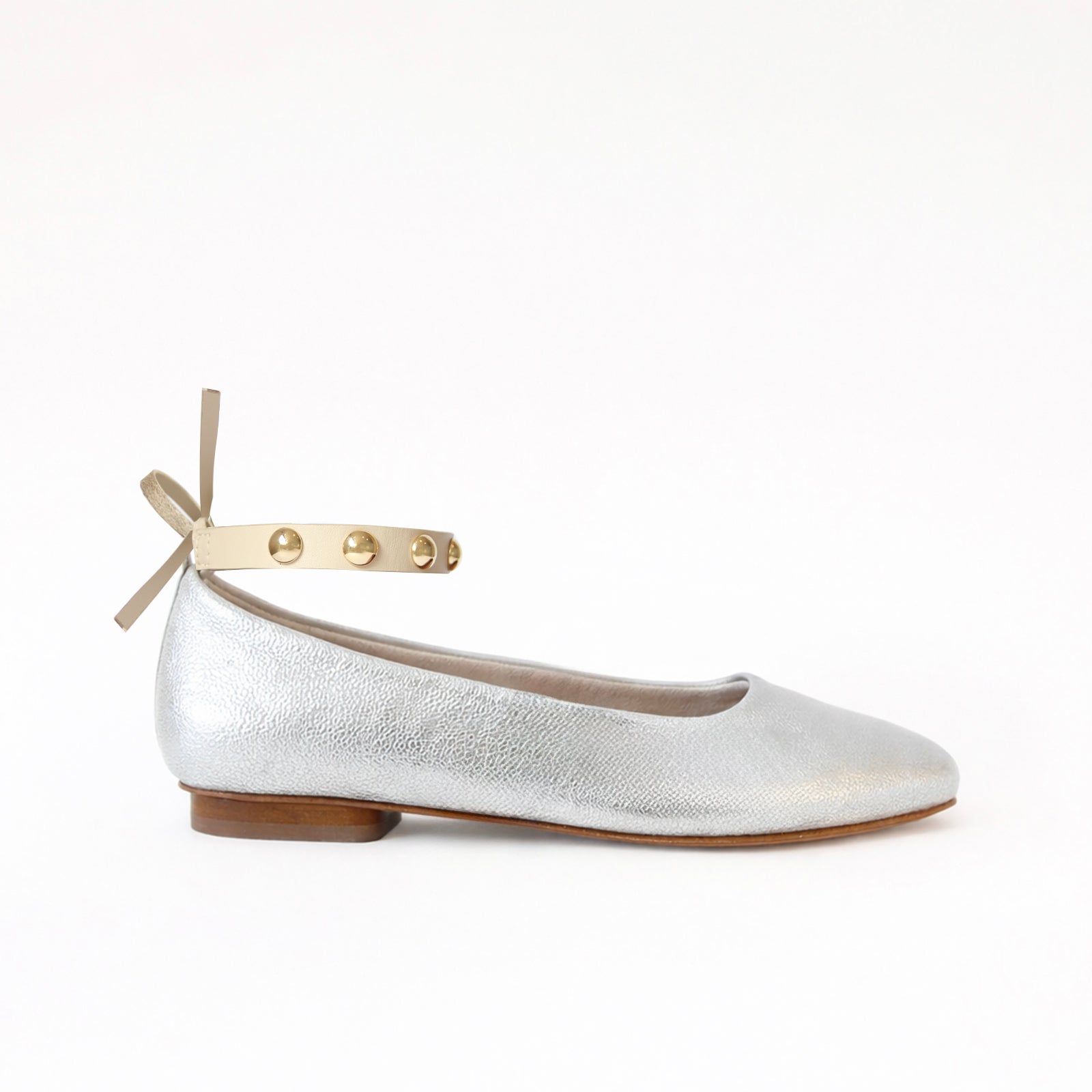 Silver - Golden Studs Cream Ankle
